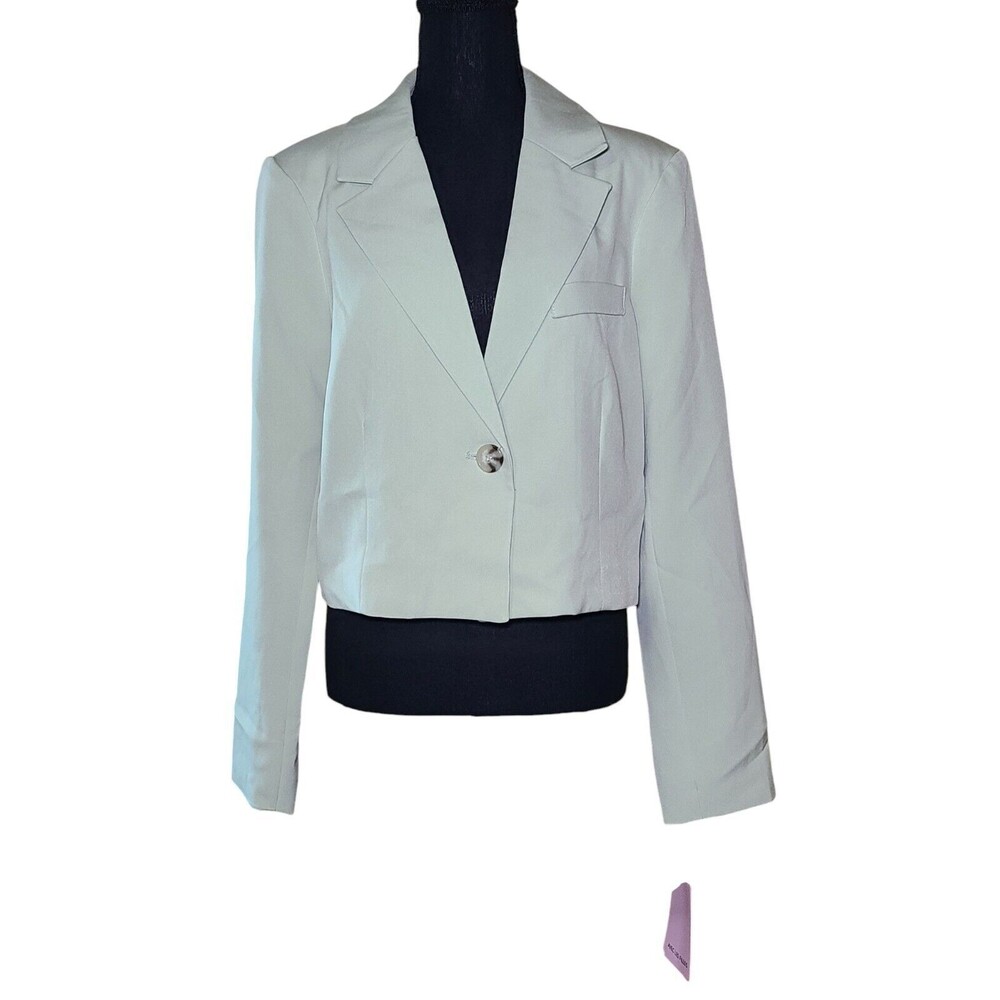 Avec Les Filles Mint Green Cropped Longsleeve Blazer Women's Size Medium NWT